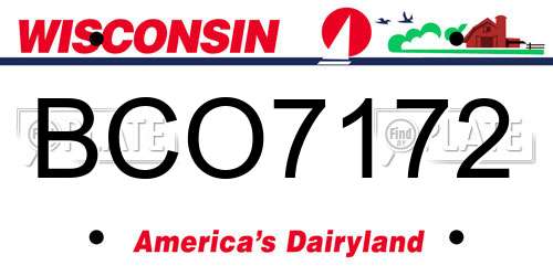BCO7172 Wisconsin License Plate