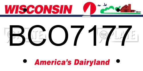 BCO7177 Wisconsin License Plate