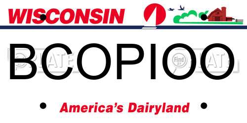 BCOPIOO Wisconsin License Plate