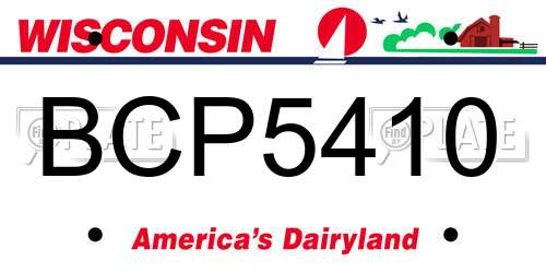 BCP5410 Wisconsin License Plate
