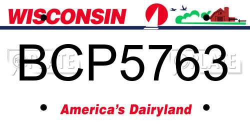 BCP5763 Wisconsin License Plate