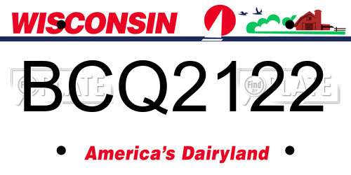 BCQ2122 Wisconsin License Plate