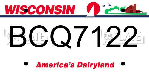 BCQ7122 Wisconsin License Plate