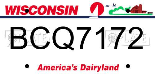 BCQ7172 Wisconsin License Plate