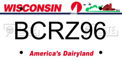BCRZ96 Wisconsin License Plate