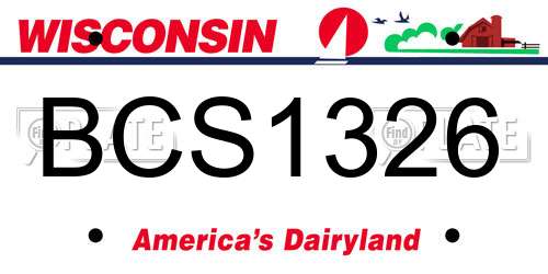 BCS1326 Wisconsin License Plate