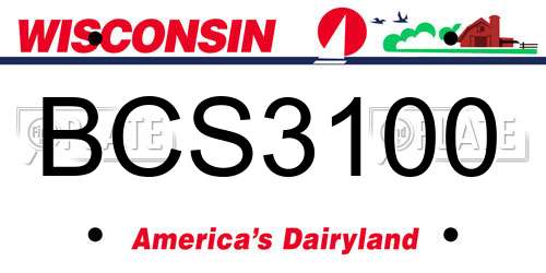 BCS3100 Wisconsin License Plate