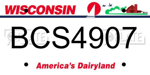 BCS4907 Wisconsin License Plate