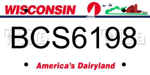 BCS6198 Wisconsin License Plate
