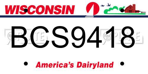 BCS9418 Wisconsin License Plate