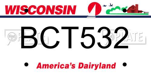 BCT532 Wisconsin License Plate