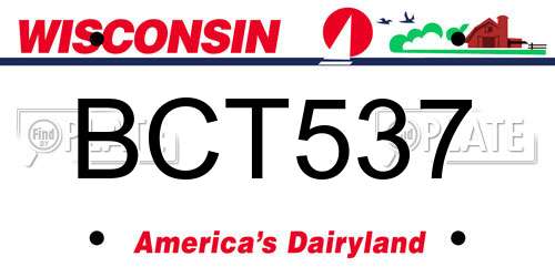 BCT537 Wisconsin License Plate