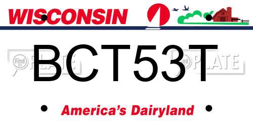 BCT53T Wisconsin License Plate