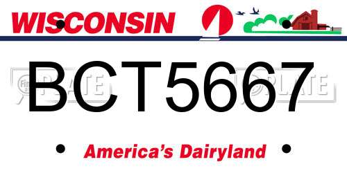 BCT5667 Wisconsin License Plate
