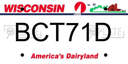 BCT71D Wisconsin License Plate
