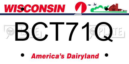 BCT71Q Wisconsin License Plate