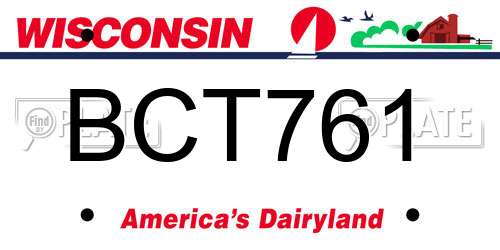 BCT761 Wisconsin License Plate
