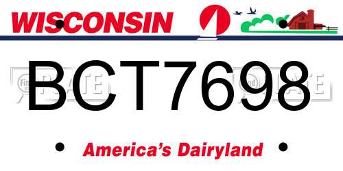 BCT7698 Wisconsin License Plate