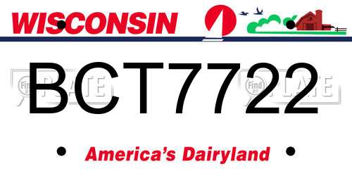 BCT7722 Wisconsin License Plate