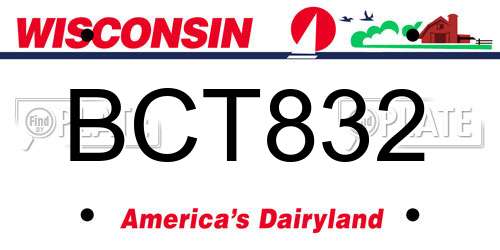 BCT832 Wisconsin License Plate