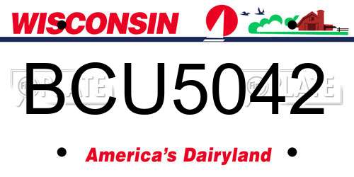 BCU5042 Wisconsin License Plate