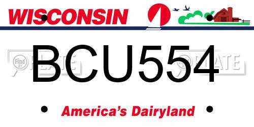 BCU554 Wisconsin License Plate