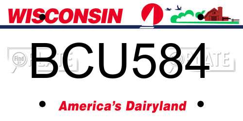 BCU584 Wisconsin License Plate