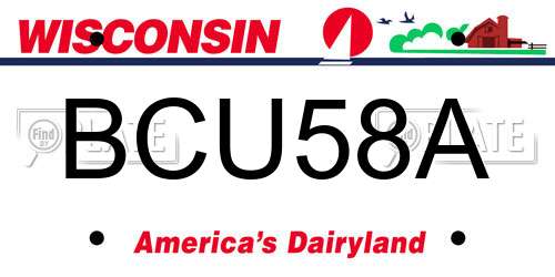 BCU58A Wisconsin License Plate
