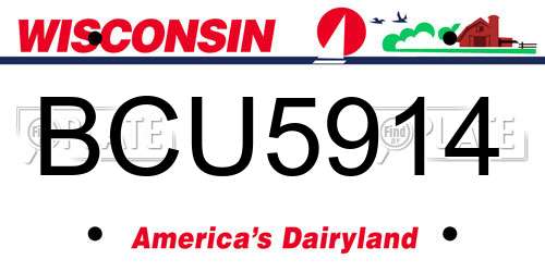 BCU5914 Wisconsin License Plate