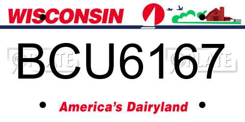 BCU6167 Wisconsin License Plate