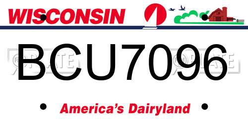 BCU7096 Wisconsin License Plate