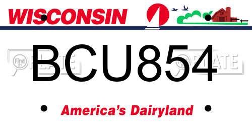 BCU854 Wisconsin License Plate