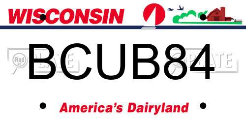 BCUB84 Wisconsin License Plate