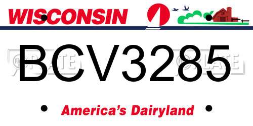 BCV3285 Wisconsin License Plate