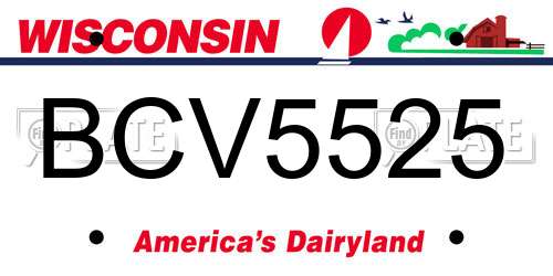 BCV5525 Wisconsin License Plate