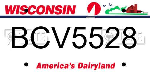 BCV5528 Wisconsin License Plate