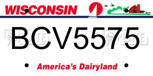 BCV5575 Wisconsin License Plate