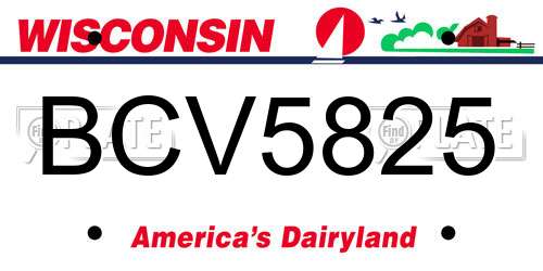 BCV5825 Wisconsin License Plate