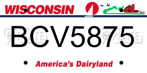 BCV5875 Wisconsin License Plate
