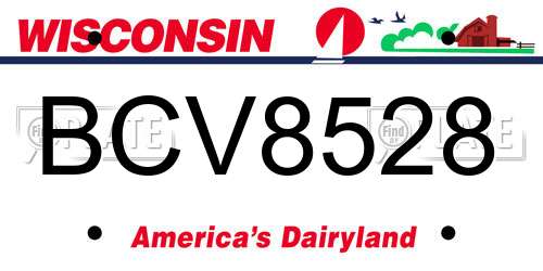 BCV8528 Wisconsin License Plate
