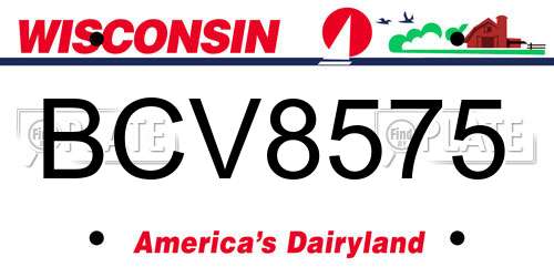 BCV8575 Wisconsin License Plate