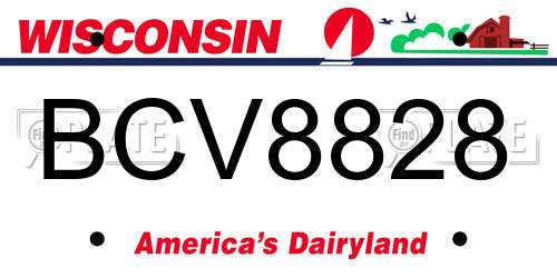 BCV8828 Wisconsin License Plate