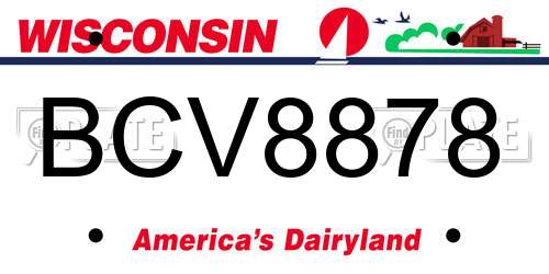 BCV8878 Wisconsin License Plate