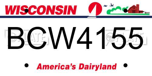 BCW4155 Wisconsin License Plate