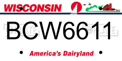 BCW6611 Wisconsin License Plate