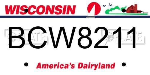 BCW8211 Wisconsin License Plate