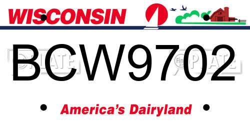 BCW9702 Wisconsin License Plate