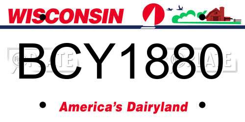 BCY1880 Wisconsin License Plate