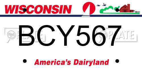 BCY567 Wisconsin License Plate