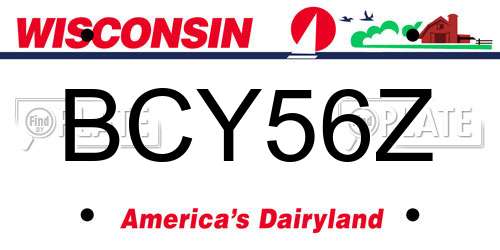 BCY56Z Wisconsin License Plate